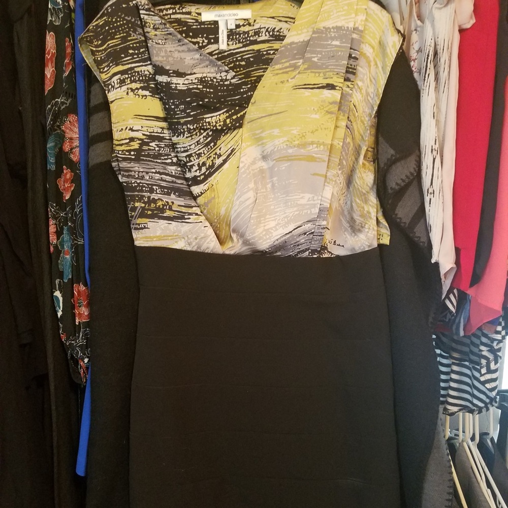 Black and citrine cocktail dress